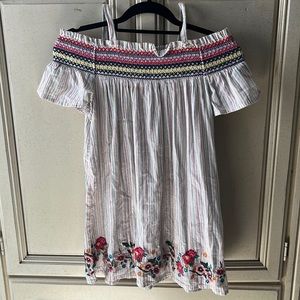 Zara size 10 girls bohemian cotton embroidered front and back dress